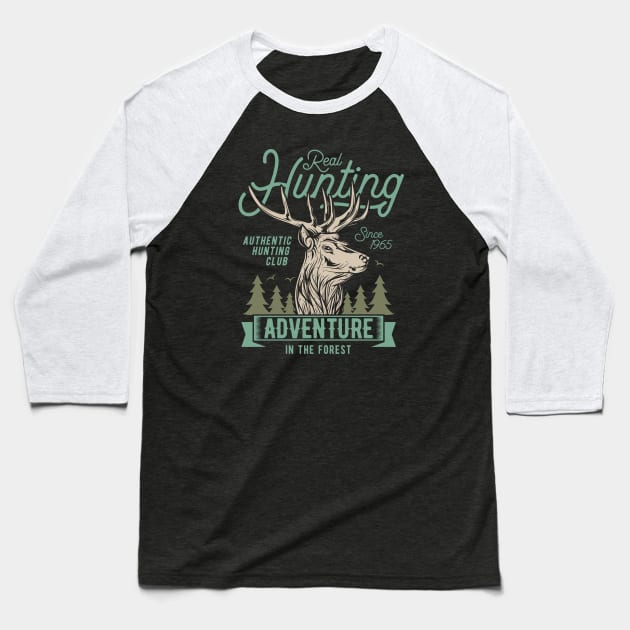 Real Hunting Adventure Baseball T-Shirt by JabsCreative